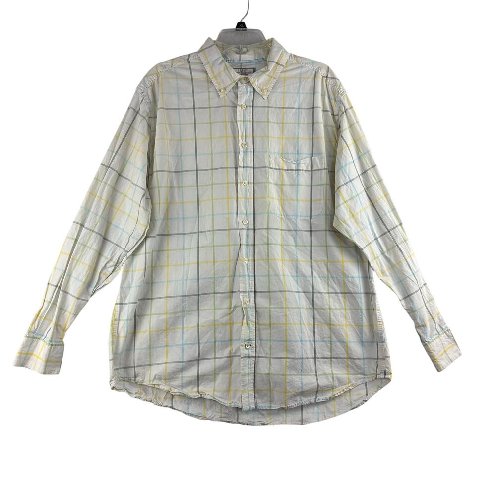 Vtg Y2K Old Navy Long Slv Button Dwn Shirt Men XL Pastel Plaid SpringEaster READ